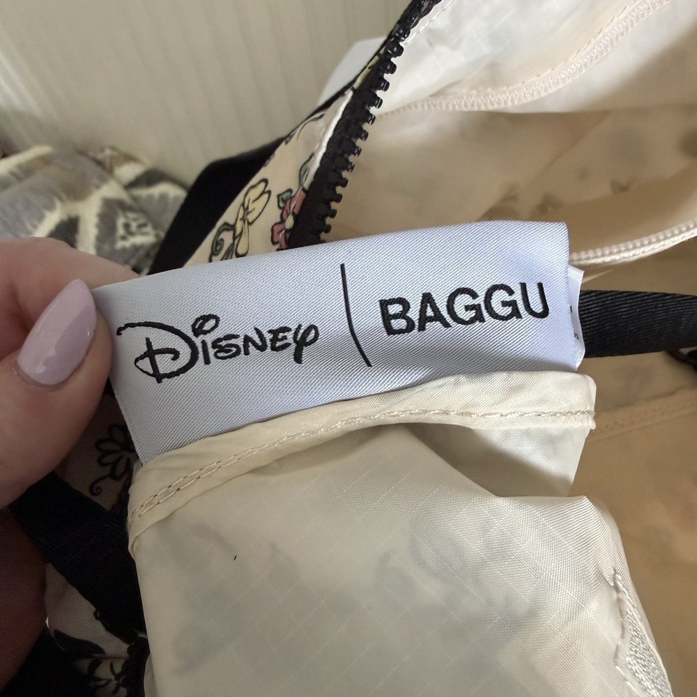 Baggu Disney Medium Nylon Crescent Sling Bag Purse Storybrook Floral Mickey - Picture 10 of 13